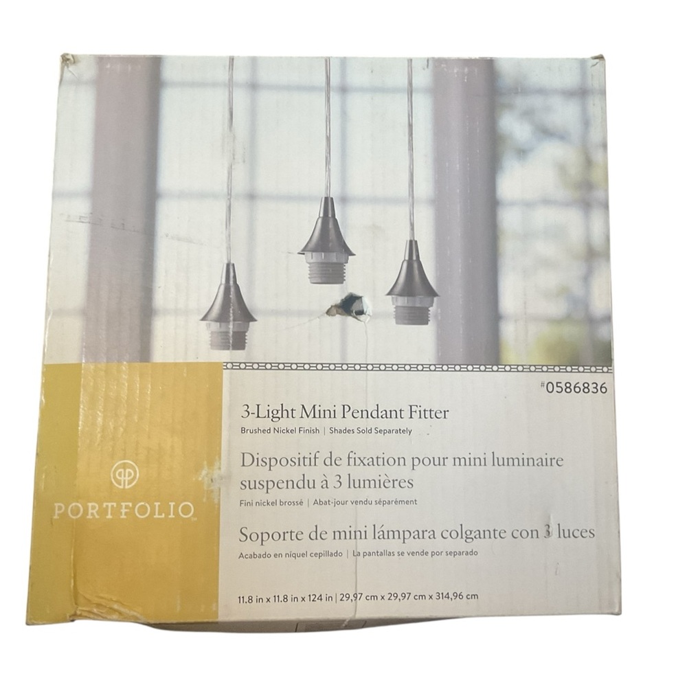 Portfolio Brushed Nickel Finish 3 Light Mini Pendant Fitter Model 0586836